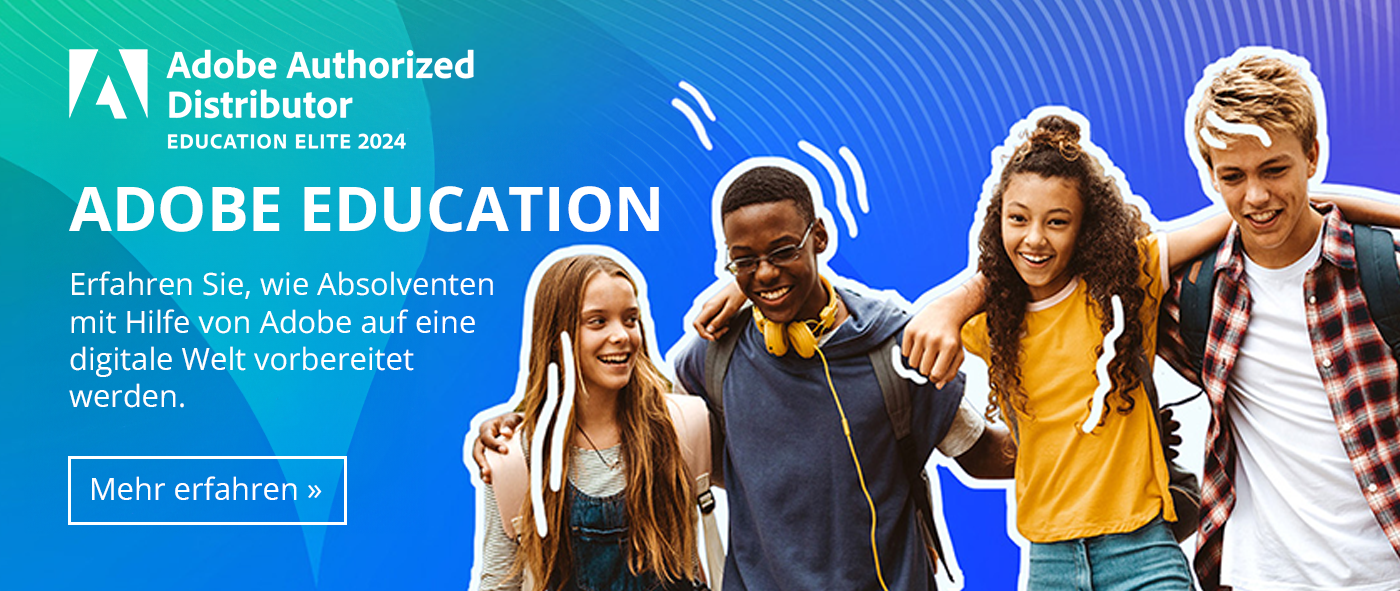 Adobe Education 
Erfahren Sie, wie Absolventen mit Hilfe von Adobe auf eine digitale Welt vorbereitet werden.Mehr erfahren